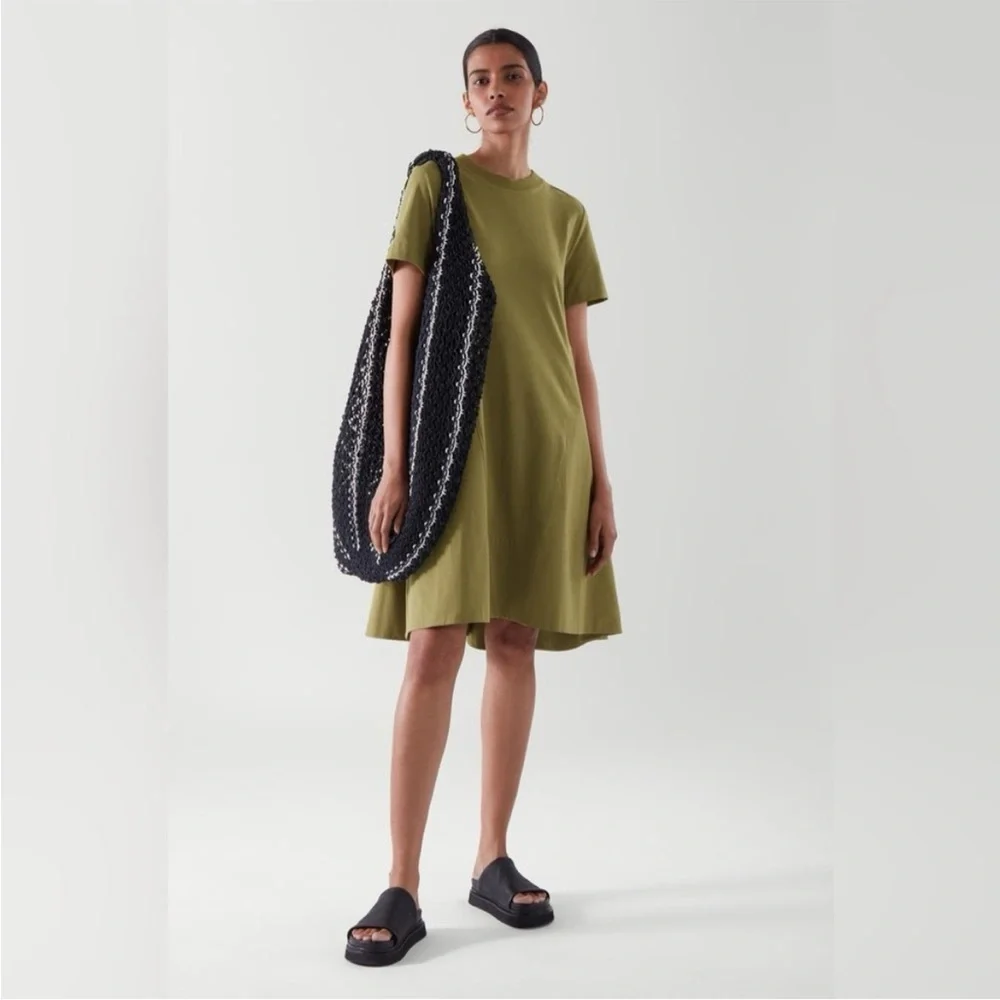 COS Olive Green Parachute Skater Slip Dress - S - Picture 2 of 7